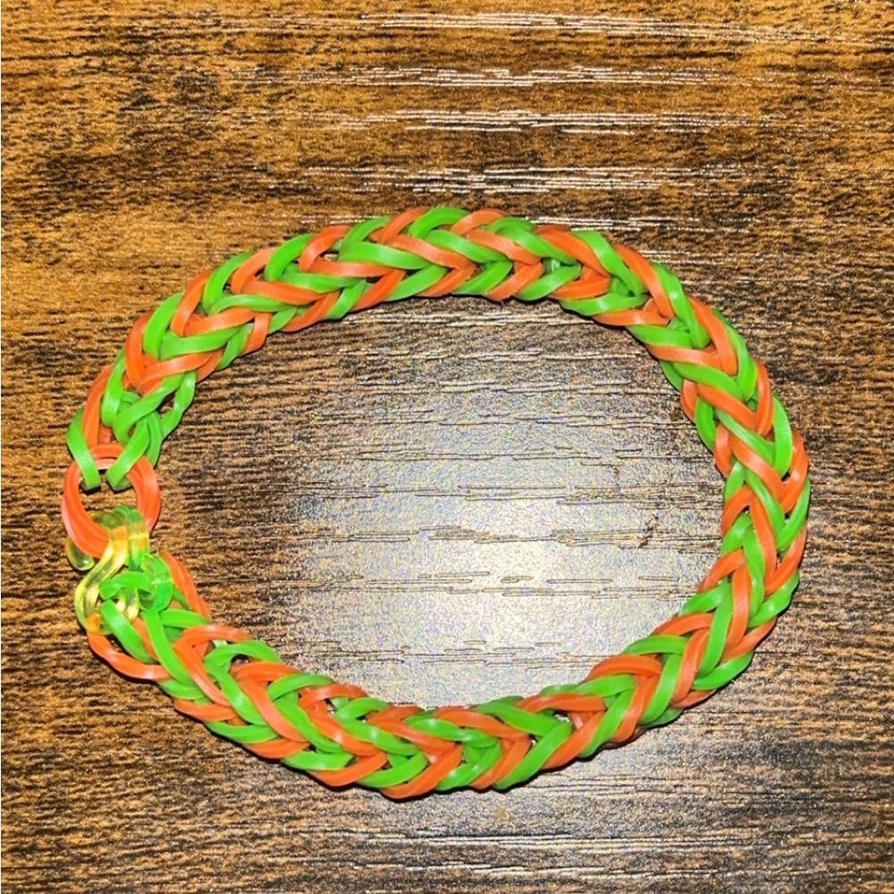 Colorful Braided Bracelet, green and orange (1 bracelet)